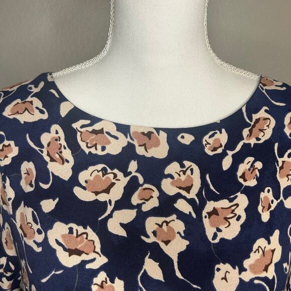Boden navy floral  sheath lined elbow length sleeves lined dress size 6R - Picture 2 of 6
